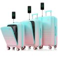 thumbnail image 1 of 3 Piece Luggage Sets, 20, 24, 28inch with USB Port, 20, 24inch with Front Opening Design, Hardshell Carry on Luggage with Cup Holder &spinner Wheels, Light Blue, 1 of 9