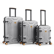 3 Piece Luggage Sets ABS Hard Shell Suitcase with TSA Lock 360  Spinner Wheels, Carry On & Checked Luggage Silver