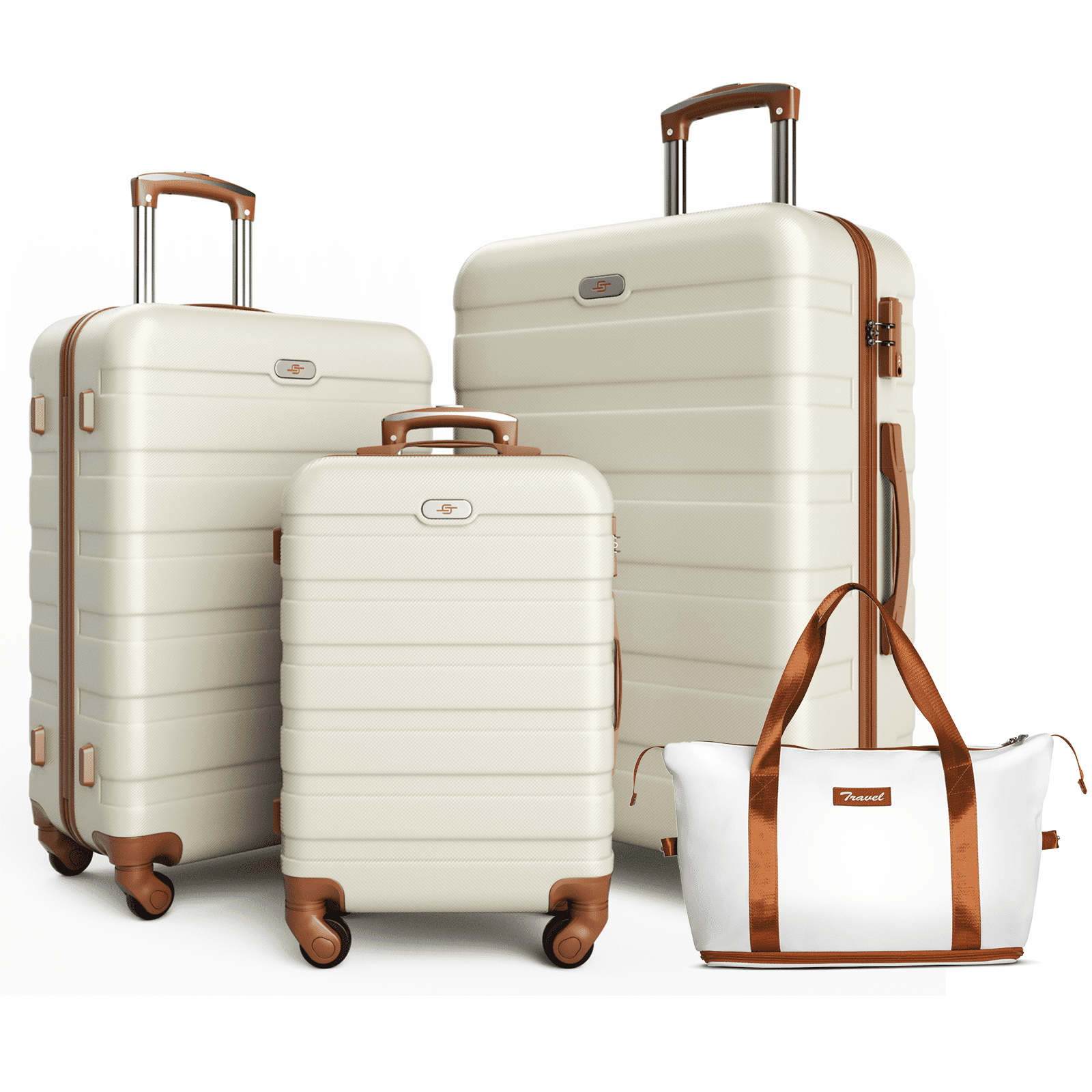 3 Piece Luggage Sets Hard Shell Suitcase Set 20" 24" 28" with Expandable Travel Duffle Bag