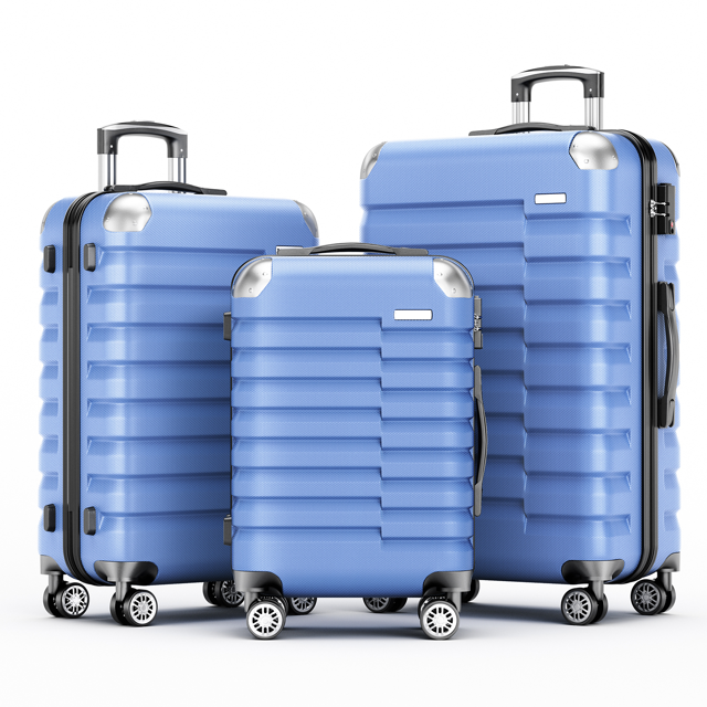 3 Piece Luggage Sets Hard Shell Suitcase Set with Spinner Wheels 20" 24