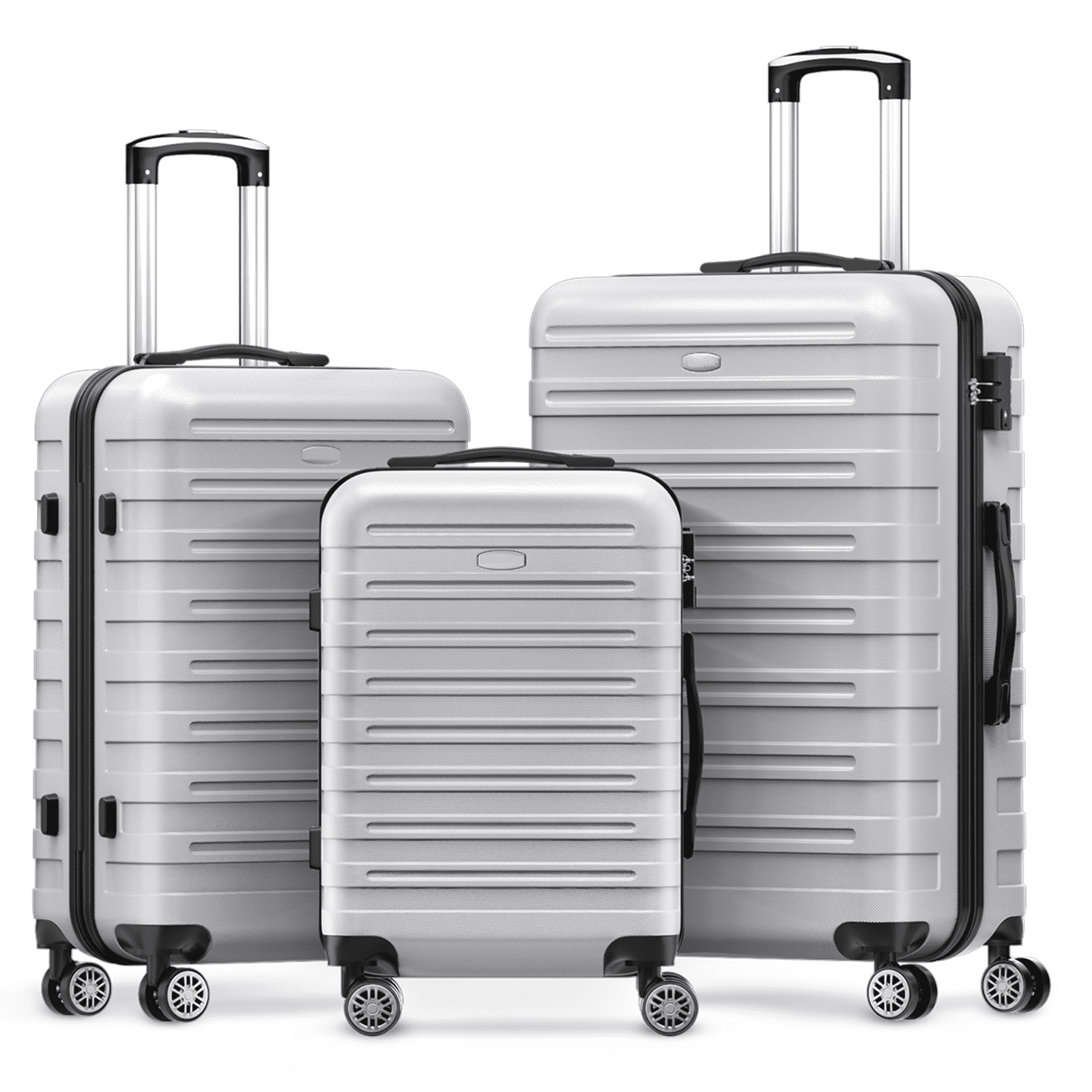 3 Piece Luggage Sets Hard Shell Suitcase Set With Spinner Wheels 20" 24 ...