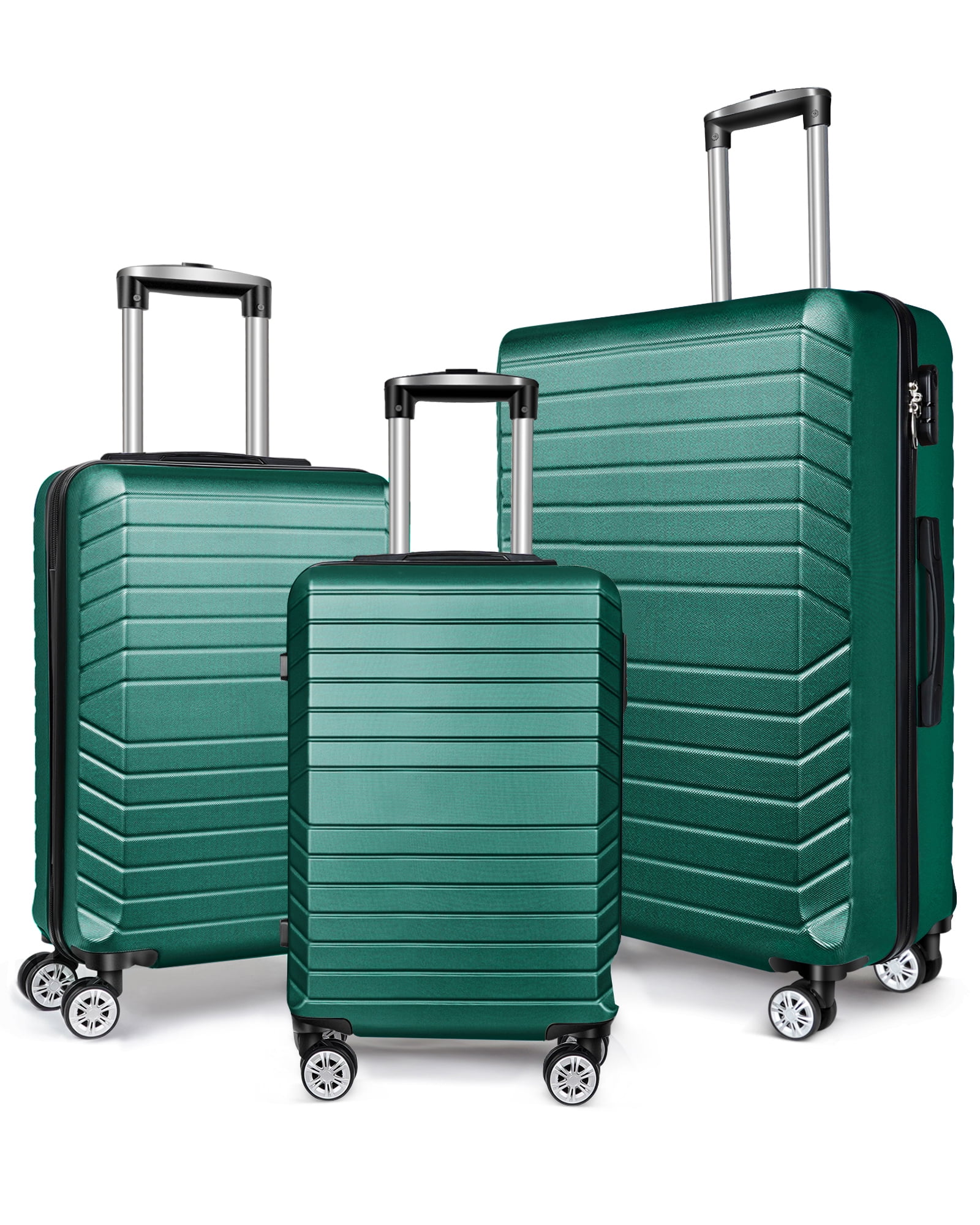 3 Piece Luggage Sets Hard Shell Suitcase Set with Spinner Wheels 20" 24