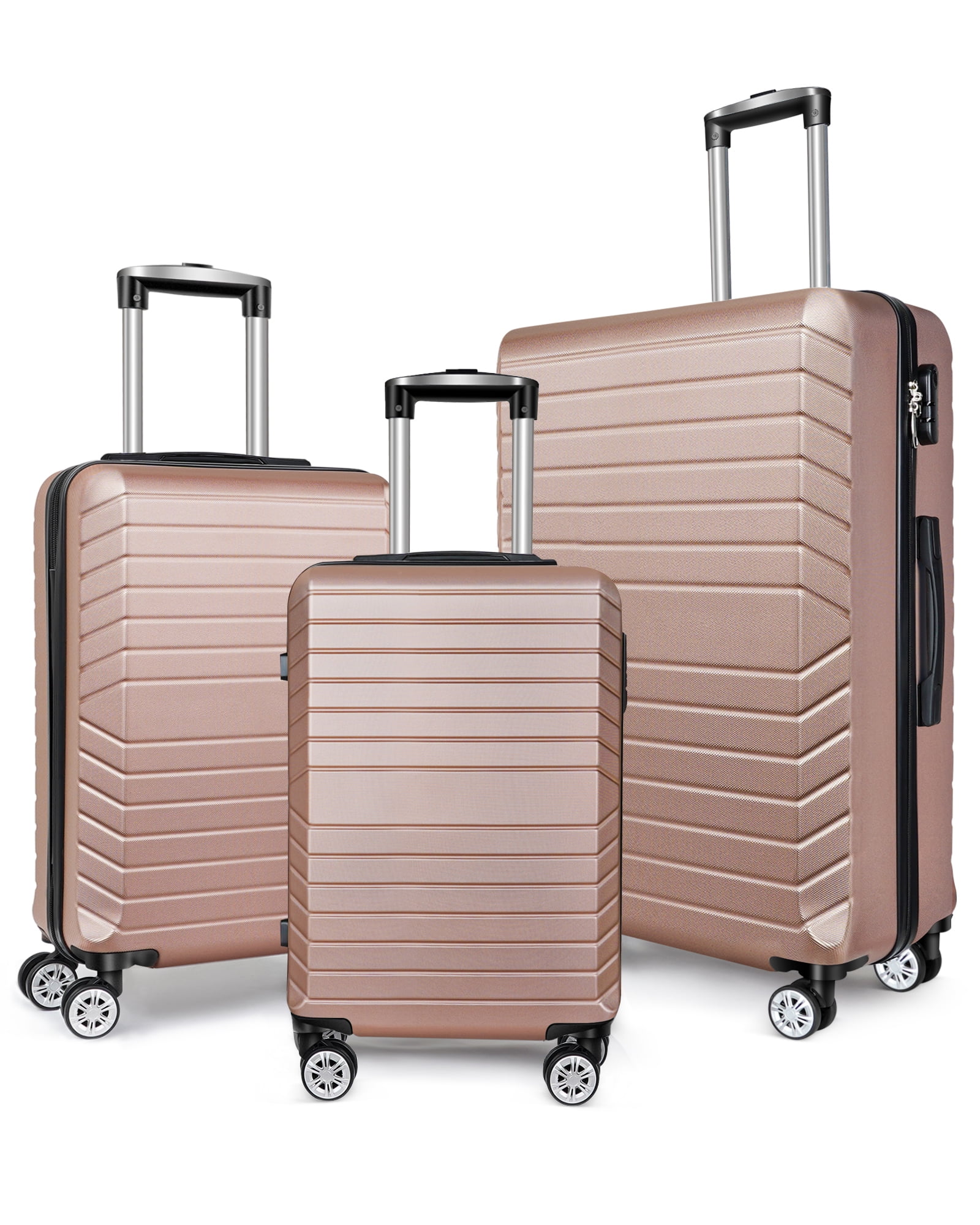 3 Piece Luggage Sets Hard Shell Suitcase Set with Spinner Wheels 20" 24
