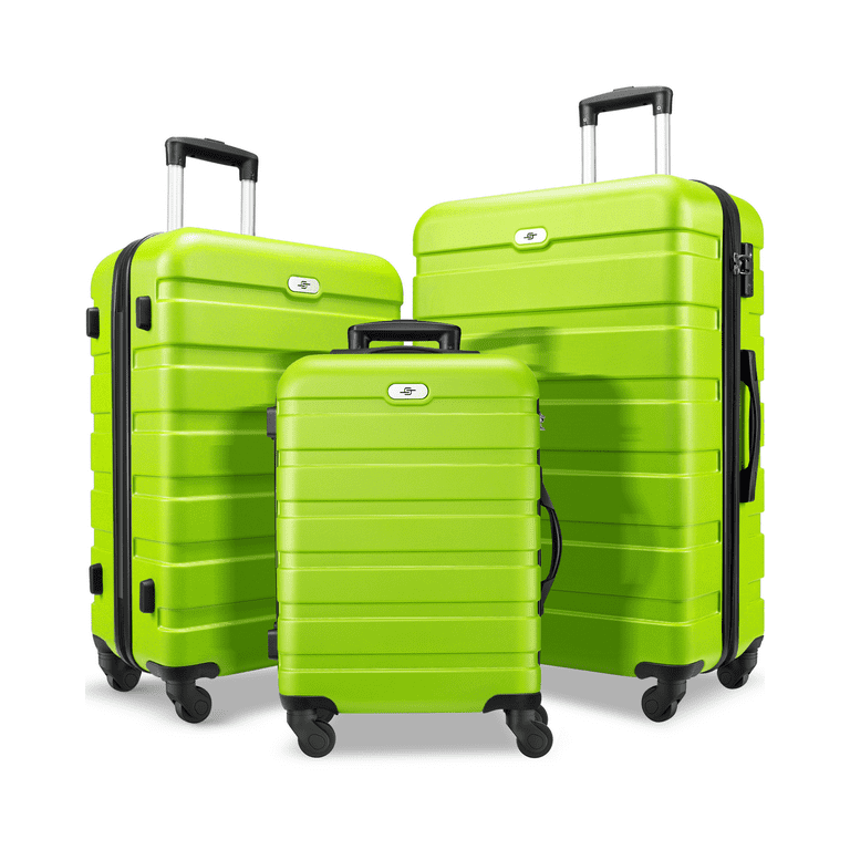 LONG VACATION Luggage Set 4 Piece Luggage Set ABS hardshell TSA Lock  Spinner Wheels Luggage Carry on Suitcase (APPLE GREEN, 6 piece set)