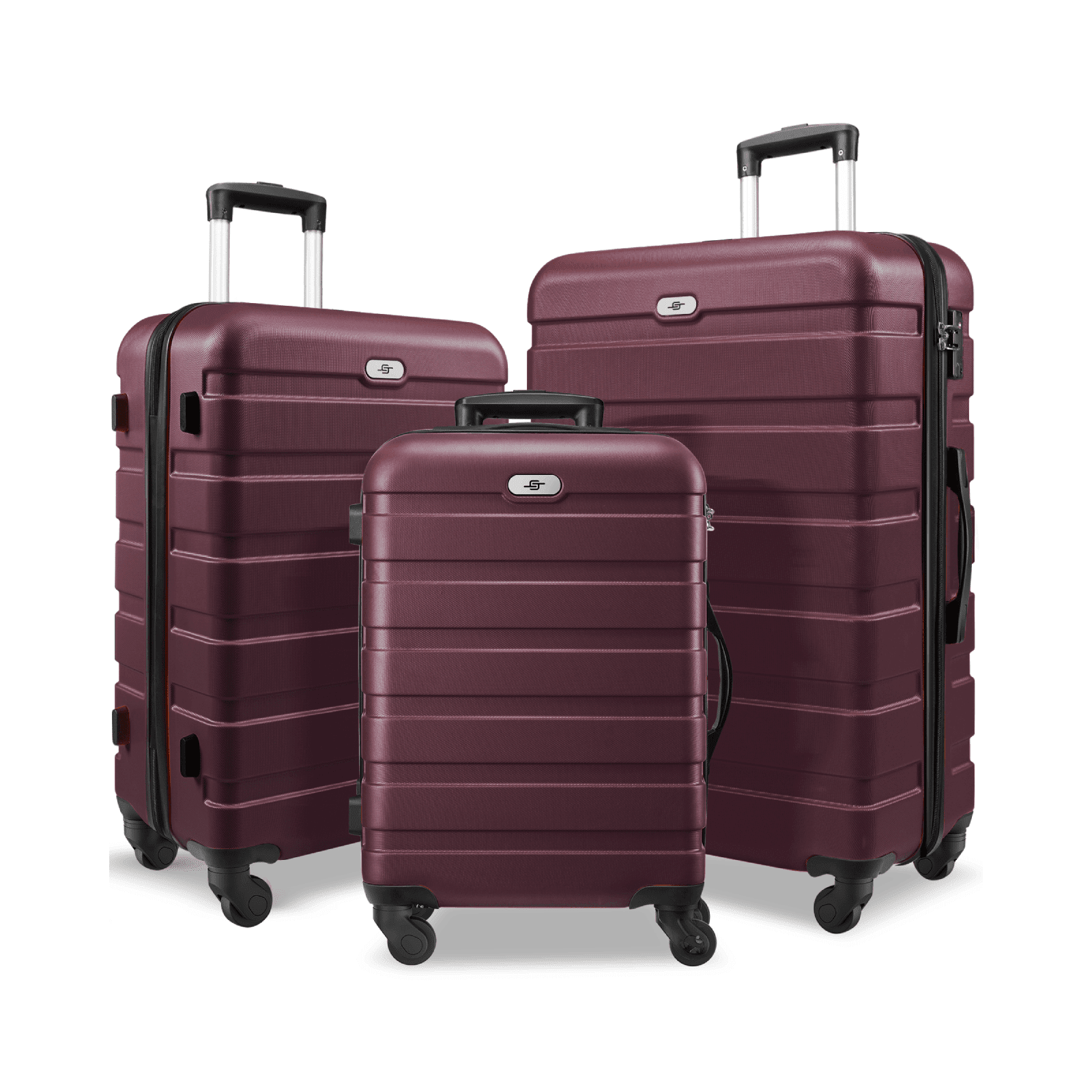 3 Piece Luggage Sets Hard Shell Suitcase Set with Spinner Wheels for Travel Trips Business 20" 24" 28", Wine  (图1)