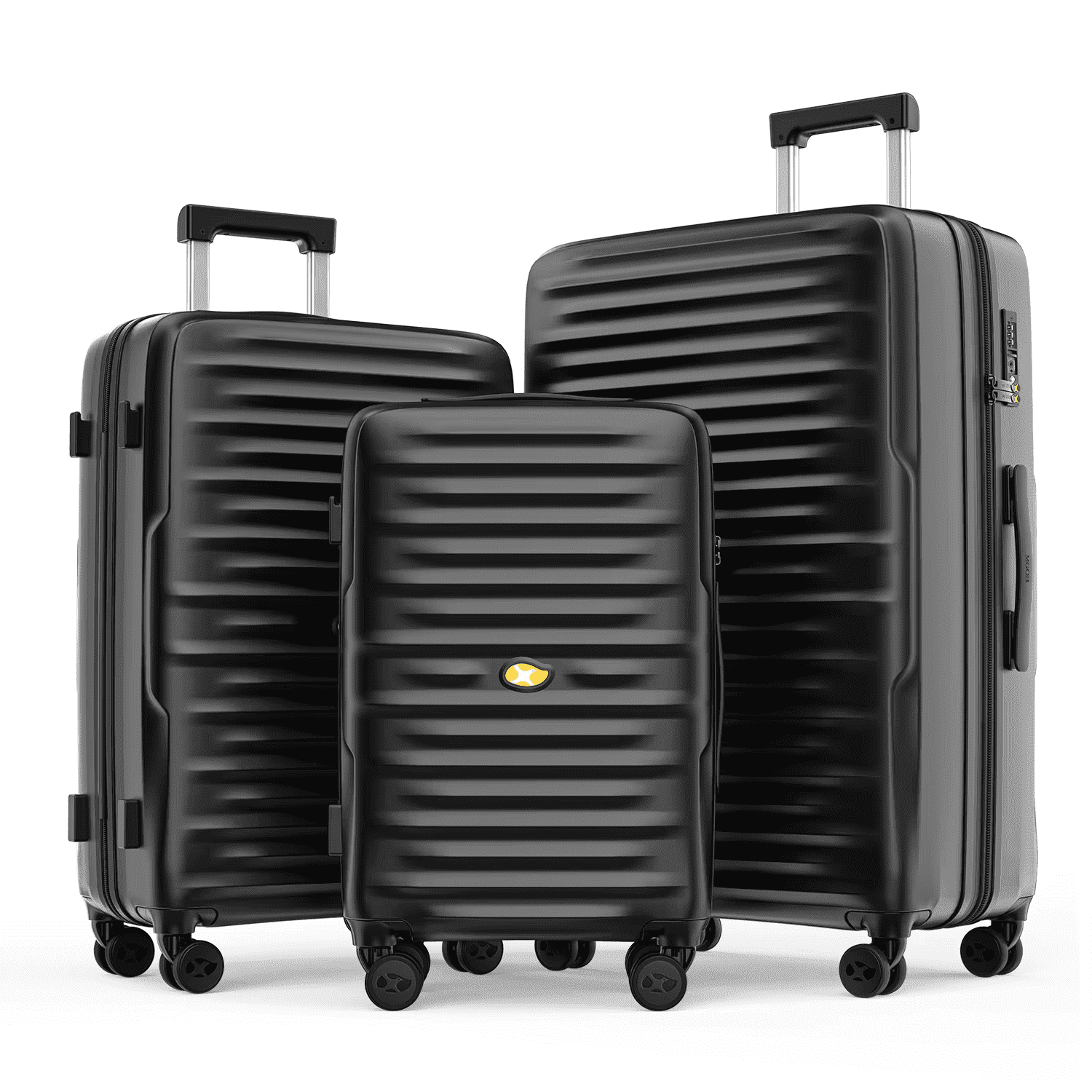 MGOB 3 Piece Luggage Sets, Hardside Suitcase Sets with 360° Spinner Wheels, Lightweight PC Luggage Inside TSA Lock Design for Family Travel Luggage Set