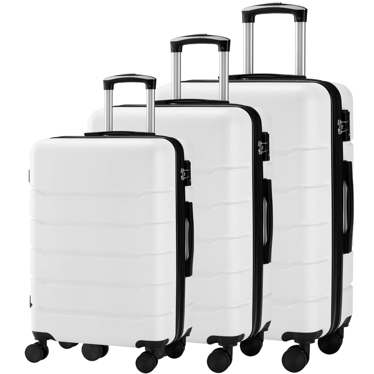 3-Piece Luggage Sets, Lightweight ABS Hard Shell Suitcase with Spinner Wheels, Expandable, TSA Lock & Retractable Handle