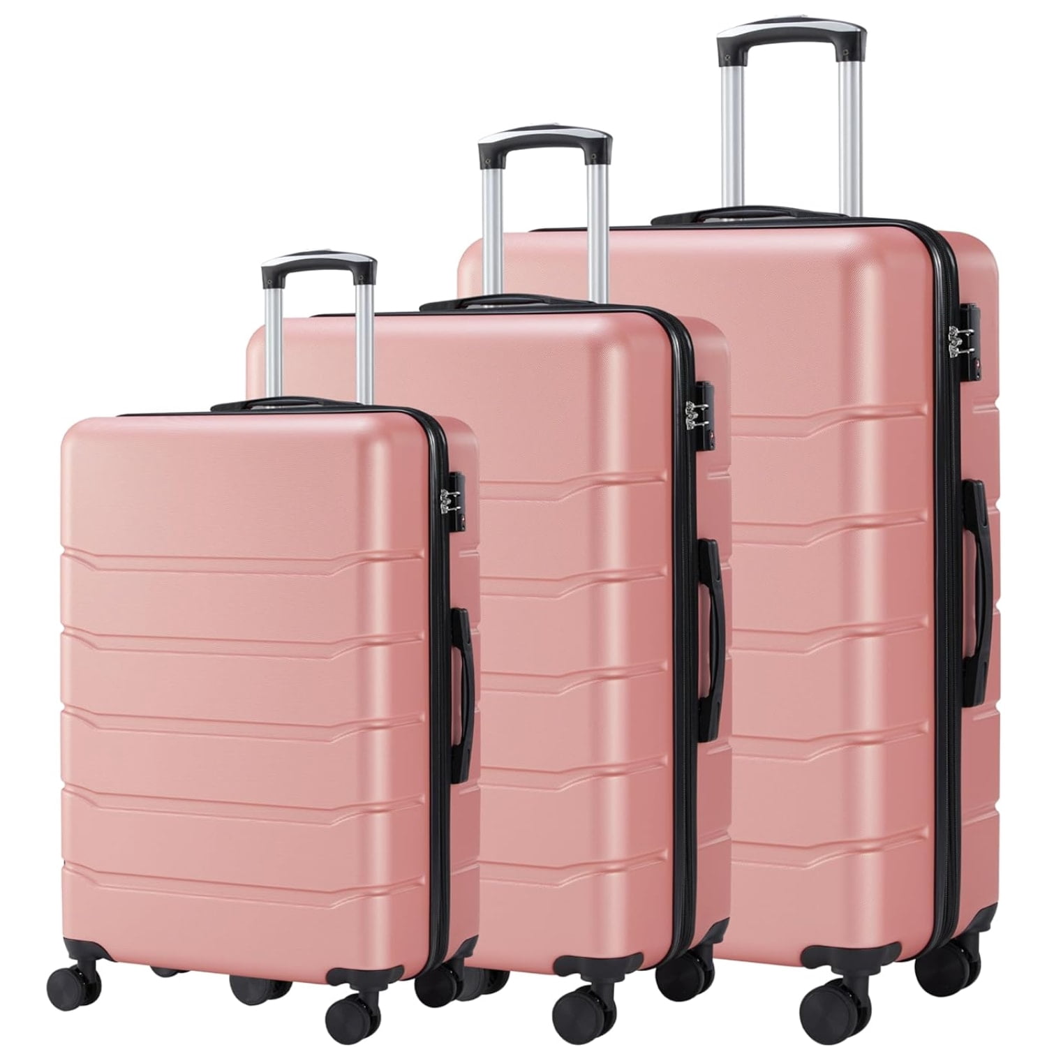 3-Piece Luggage Sets, Lightweight ABS Hard Shell Suitcase with Spinner Wheels, Expandable, TSA Lock & Retractable Handle