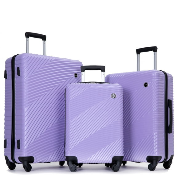 3 Piece Luggage Sets, PC Lightweight Suitcase with Two Hooks, Spinner Wheels Luggage Sets