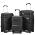 3 Piece Luggage Sets, PP Hardside Suitcase Set, TSA Lock, Black