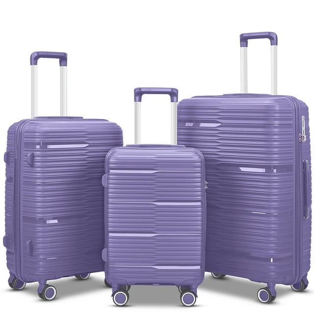 3 Piece Luggage Sets, pp Hardside Suitcase Set, TSA Lock, Purple ...