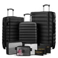 thumbnail image 1 of 3 Piece Luggage Sets with 6 PC Organize Bags Lightweight Suitcases with Spinner Wheels, Black, 1 of 12
