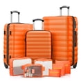thumbnail image 1 of 3 Piece Luggage Sets with 6 PC Organize Bags Lightweight Suitcases with Spinner Wheels, Orange, 1 of 12