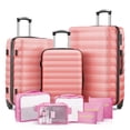 thumbnail image 1 of 3 Piece Luggage Sets with 6 PC Organize Bags Lightweight Suitcases with Spinner Wheels, Pink, 1 of 12