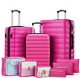 thumbnail image 1 of 3 Piece Luggage Sets with 6 PC Organize Bags Lightweight Suitcases with Spinner Wheels, Rose Red, 1 of 12