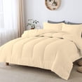 thumbnail image 1 of 3 Piece Luxurious Straight Line Pattern Comforter All Season 800 Threads Count King/Cal King Size - Ultra Soft 550 GSM 100% Egyptian Cotton (Solid Ivory Colour ), 1 of 6
