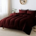 thumbnail image 1 of 3 Piece Luxurious Straight Line Pattern Comforter All Season 800 Threads Count Twin/Twin XL Size - Ultra Soft 550 GSM 100% Egyptian Cotton (Solid Wine Colour ), 1 of 6