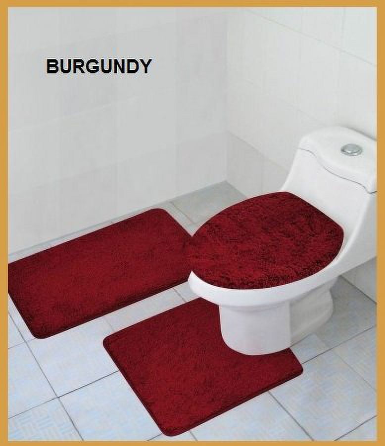 3 Piece Luxury Bath Rugs Set Large 18"X"30 Contour Mat 18"X18" And Lid
