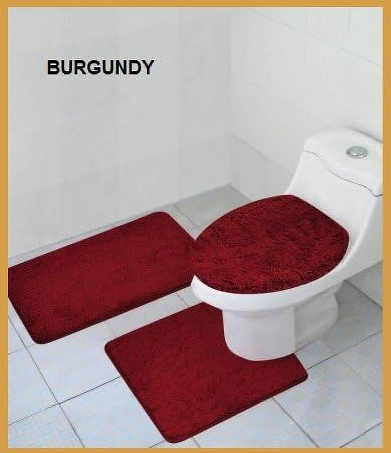 3 Piece Luxury Bath Rugs Set Large 18"x"30 Contour Mat 18"x18" and Lid ...