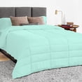 thumbnail image 1 of 3 Piece Luxury Long Box Pattern Comforter By D.N.G. BEDDINGS Set Premium Super Soft, All Season, 800 Thread Count, 100% Egyptian Cotton, Full/Queen Size Aqua Blue Color, 1 of 5