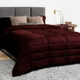 thumbnail image 1 of 3 Piece Luxury Long Box Pattern Comforter By D.N.G. BEDDINGS Set Premium Super Soft, All Season, 800 Thread Count, 100% Egyptian Cotton, Oversized Super King Size Wine Color, 1 of 5