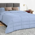 thumbnail image 1 of 3 Piece Luxury Long Box Pattern Comforter By D.N.G. BEDDINGS Set Premium Super Soft, All Season, 800 Thread Count, 100% Egyptian Cotton, Oversized Super King Size Light Blue Color, 1 of 5