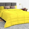 thumbnail image 1 of 3 Piece Luxury Long Box Pattern Comforter By D.N.G. BEDDINGS Set Premium Super Soft, All Season, 800 Thread Count, 100% Egyptian Cotton, Oversized Super King Size Yellow Color, 1 of 5