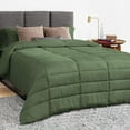 thumbnail image 1 of 3 Piece Luxury Long Box Pattern Comforter By D.N.G. BEDDINGS Set Premium Super Soft, All Season, 800 Thread Count, 100% Egyptian Cotton, Super King Size Moss Color, 1 of 5