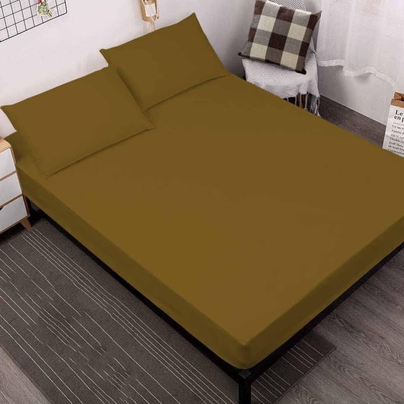3 Piece Luxury Premium Soft Fitted Sheet 100% Egyptian Cotton 800 Thread Count - Fits Mattress Upto 15" Inch Deep Pocket, King Size - Taupe Solid