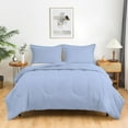 thumbnail image 1 of 3 Piece Luxury Thicker Pattern Comforter Set, 800 TC, 100% Egyptian Cotton, Twin/Twin XL Size Light Blue Solid Color, 1 of 6