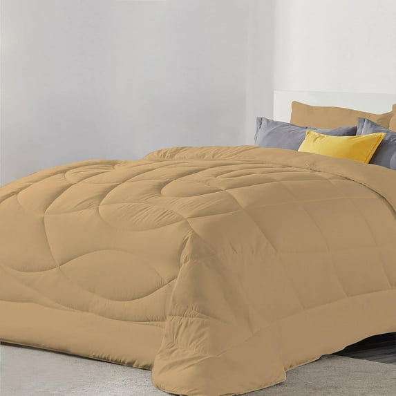 3 Piece Luxury U Shape Pattern Comforter By D.N.G. BEDDINGS Set Premium Super Soft, 1000 Thread Count 100% Egyptian Cotton Full/Queen Size Taupe Color