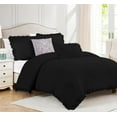 thumbnail image 1 of 3 Piece Luxury Vintage Ruffle Pattern Comforter By D.N.G. BEDDINGS Set Premium Super Soft, All Season, 800 Thread Count 100% Egyptian Cotton Full/Queen Size Black Color, 1 of 8
