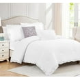 thumbnail image 1 of 3 Piece Luxury Vintage Ruffle Pattern Comforter By D.N.G. BEDDINGS Set Premium Super Soft, All Season, 800 Thread Count 100% Egyptian Cotton Full/Queen Size White Color, 1 of 8