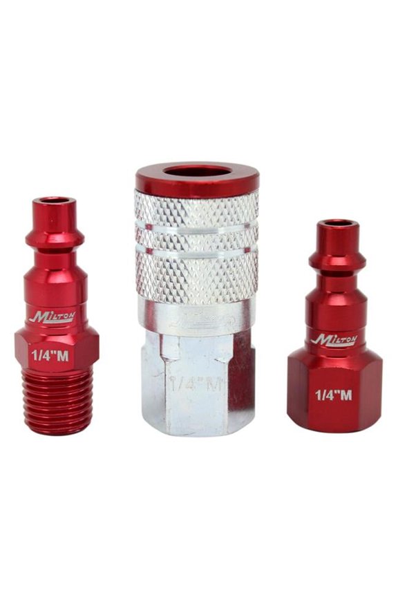 3 Piece M-Style Colorfit Coupler & Plug Kit with 0.25 in. NPT - Red