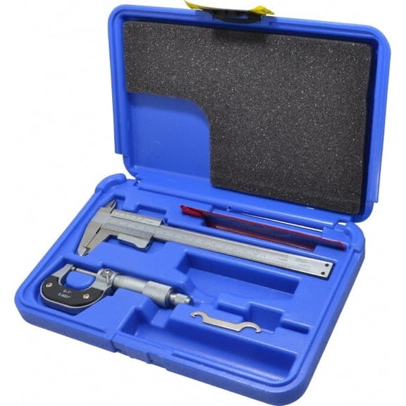 3 Piece, Machinist Caliper and Micrometer Tool Kit 0 to 1" Micrometer, 0.0001" Graduation