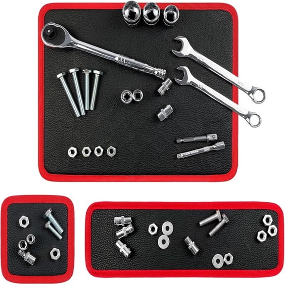 3-Piece Magnetic Tool Parts Mat and Telescoping Magnetic Pickup Tool, Flexible Magnetic Tool Holder Pad W/ Built-In-Magnets Pull Force Extendable Magnet for Mechanic Wrench Screw Bolt