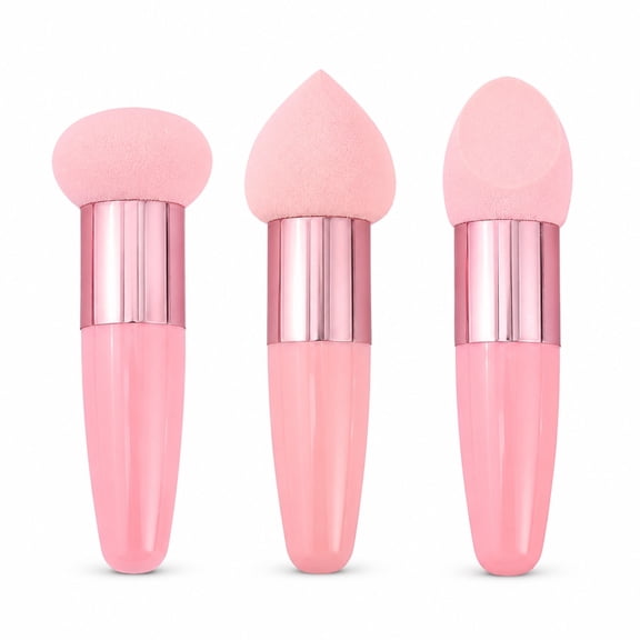 3-Piece Makeup Puff Set, Assorted Shapes for Foundation, Concealer and Face Powder