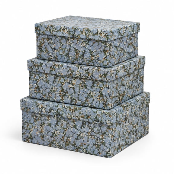 3-Piece Marble Pebble Pattern Decorative Storage Box Set For Home Organization
