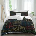 thumbnail image 1 of 3 Piece Math Formula Geometric Duvet Cover Set California King,Microfiber Comforter/Quilt Cover with Corner Ties and 2 Pillowcases,Modern Art Black Yellow All Season Soft Bedding with Zipper Closure, 1 of 8