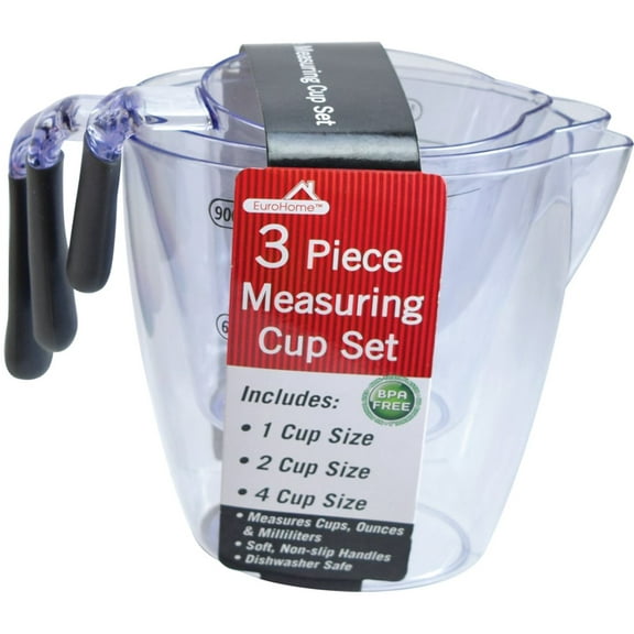 3 Piece Measuring Cup Set , Soft Non-Slip Handles, BPA Free