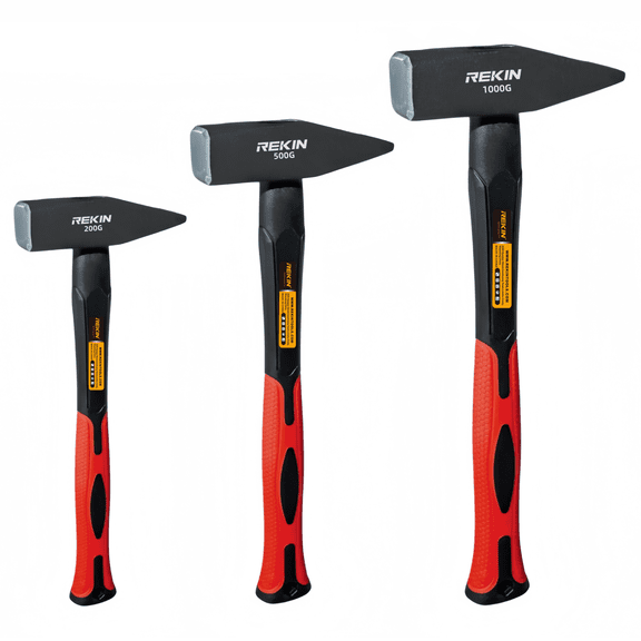3-Piece Mechanic's Hammer Set, 200g/500g/1000g, 45 Steel Forged Hammer Heads with TPR Anti-Slip Shock-Absorbing Handles, Ideal for Demolition, Industrial Use and Automotive Maintenance