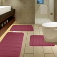 thumbnail image 1 of 3 Piece Memory Foam Bath Mat Set with U-Shaped Toilet Mat Bathroom Rugs Soft Comfortable Water Absorption Bath Carpet Non-Slip Thick Machine Washable for Kitchen/Living Room(Burgundy), 1 of 7