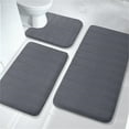 thumbnail image 1 of 3 Piece Memory Foam Bath Mat Set with U-Shaped Toilet Mat Bathroom Rugs Soft Comfortable Water Absorption Bath Carpet Non-Slip Thick Machine Washable for Kitchen/Living Room(Deep Gray), 1 of 8