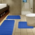 thumbnail image 1 of 3 Piece Memory Foam Bath Mat Set with U-Shaped Toilet Mat Bathroom Rugs Soft Comfortable Water Absorption Bath Carpet Non-Slip Thick Machine Washable for Kitchen/Living Room(Navy Blue), 1 of 5