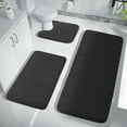thumbnail image 1 of 3 Piece Memory Foam Bath Mat Set with U-Shaped Toilet Mat Bathroom Rugs Soft Comfortable Water Absorption Bath Carpet Non-Slip Thick Machine Washable for Kitchen/Living Room(Black), 1 of 9