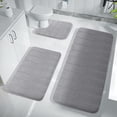 thumbnail image 1 of 3 Piece Memory Foam Bath Mat Set with U-Shaped Toilet Mat Bathroom Rugs Soft Comfortable Water Absorption Bath Carpet Non-Slip Thick Machine Washable for Kitchen/Living Room(Gray), 1 of 9
