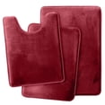 thumbnail image 1 of 3-Piece Memory Foam Bath Mat Set - Ultra Soft, Non-Slip & Absorbent Bathroom Rugs - Machine Washable, 3 Convenient Sizes(Burgundy Red), 1 of 11