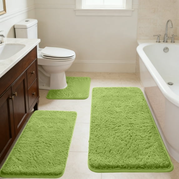3-Piece Memorys Foam Bathroom Rug Set Soft Non Slide Bath Mat Absorbent Bath Rug Perfects For Bathroom Laundry Room Mat Bathroom Mat Bathroom Accessories P