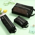 thumbnail image 1 of 3-Piece Mesh Cosmetic Bags Set with Zipper, Transparent Travel Organizer Pouches for Toiletries and Makeup Accessories, 1 of 9