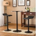 thumbnail image 1 of 3-Piece Metal Frame Bar Table Set, Round Cocktail Table and Leather Adjustable Height Swivel Chairs, Modern Counter Height Table Set with 2 Bar Stool for Kitchen, Office, Black, 1 of 7